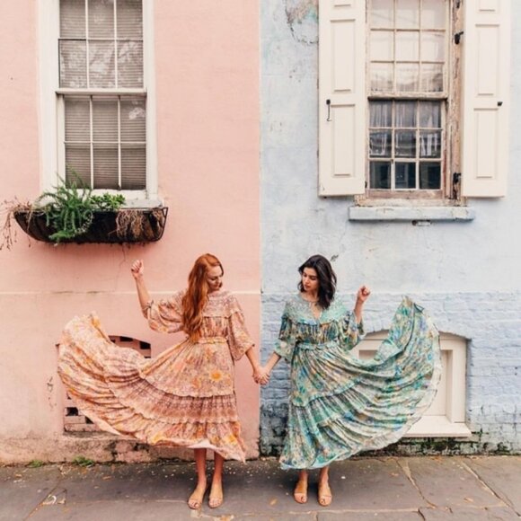 Spell & the Gypsy Free People Amethyst Maxi Boho Gown Turquoise Boho Dress XS - Picture 7 of 16